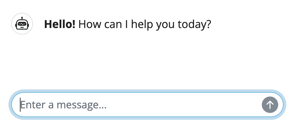 Screenshot of a chatbot with a welcome message.