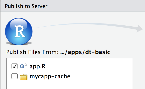 Screen shot for Publish to Server