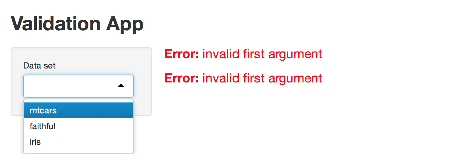 Validation error with Error: invalid first argument